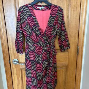 Boden wrap front print dress